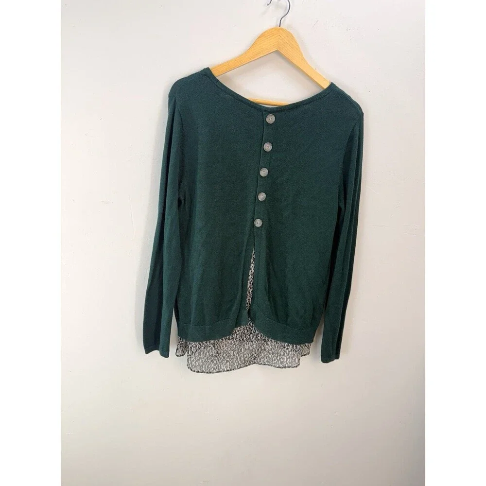 Apt 9 Shirt Women M Black Top Blouse Long Sleeve Ladies - Picture 4 of 11